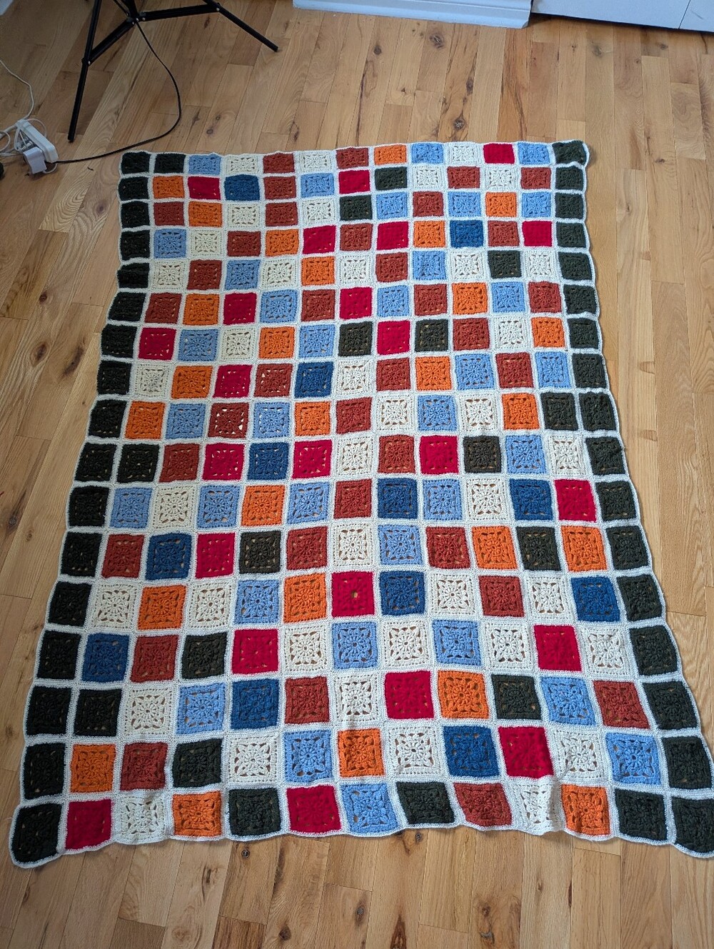 GRANNY Crochet Blanket Handmade Sofa Throw 68x47 Colorful Vintage Style